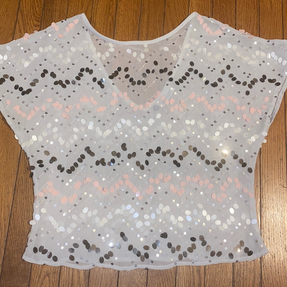 Jennifer Lopez Sheer Embellished Top Small